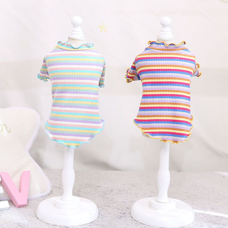 Cotton Knitted Pet Pullover Two Legs Clothes for Dogs Rainbow Strip M — image 3