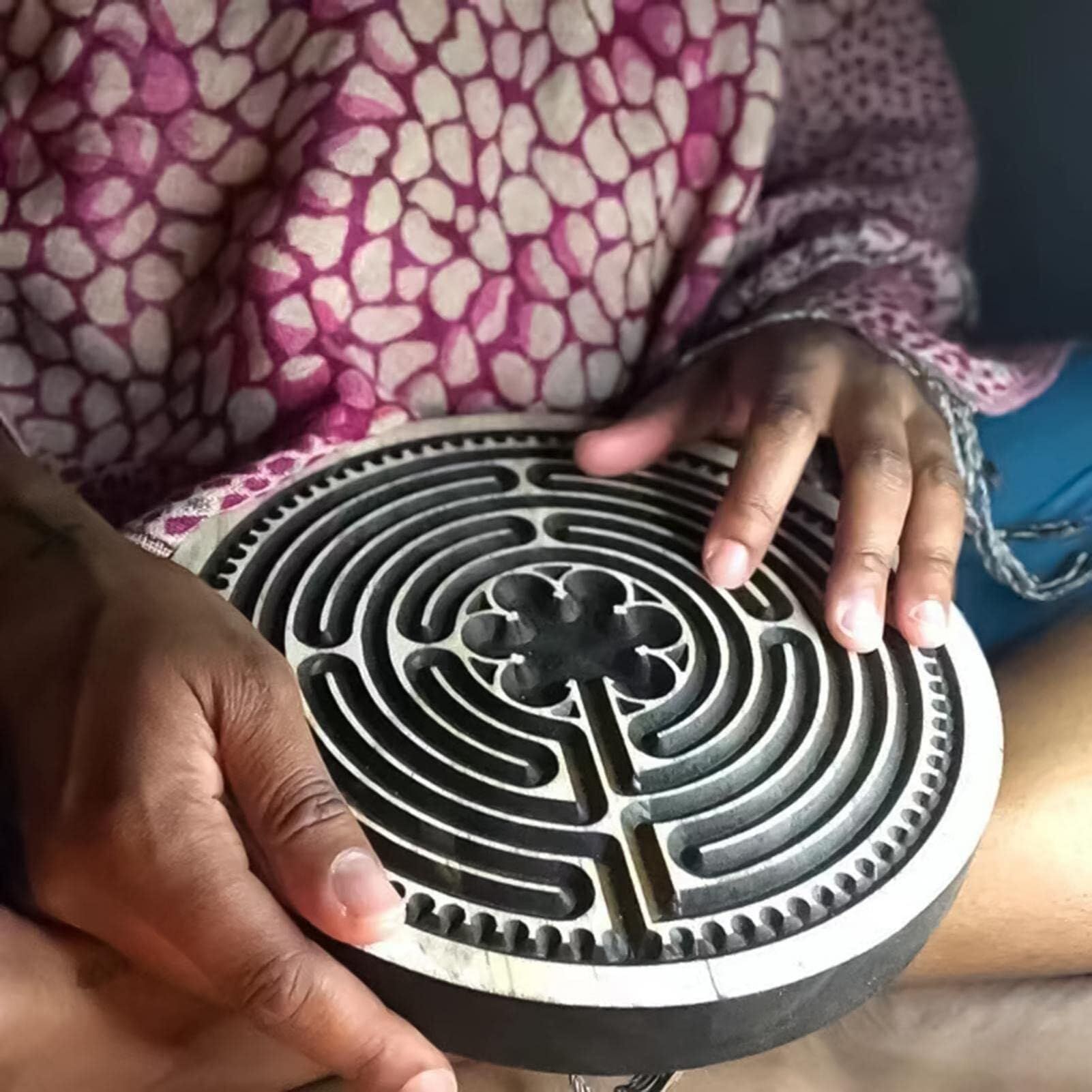 Meditation Finger Labyrinth Meditation- Round Design Handmade Wooden Finger Labyrinth Durable and Portable — image 5