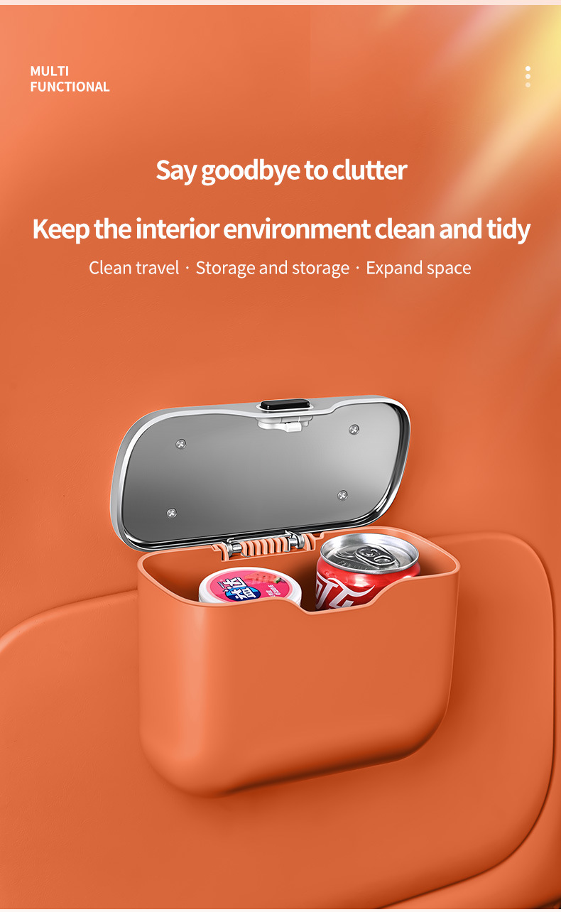 Car Trash Can Hanging Rubbish Bin with Lid Waterproof Leather Vehicle Organiser Storage Box for Door Seat Back Console Grey โ image 4