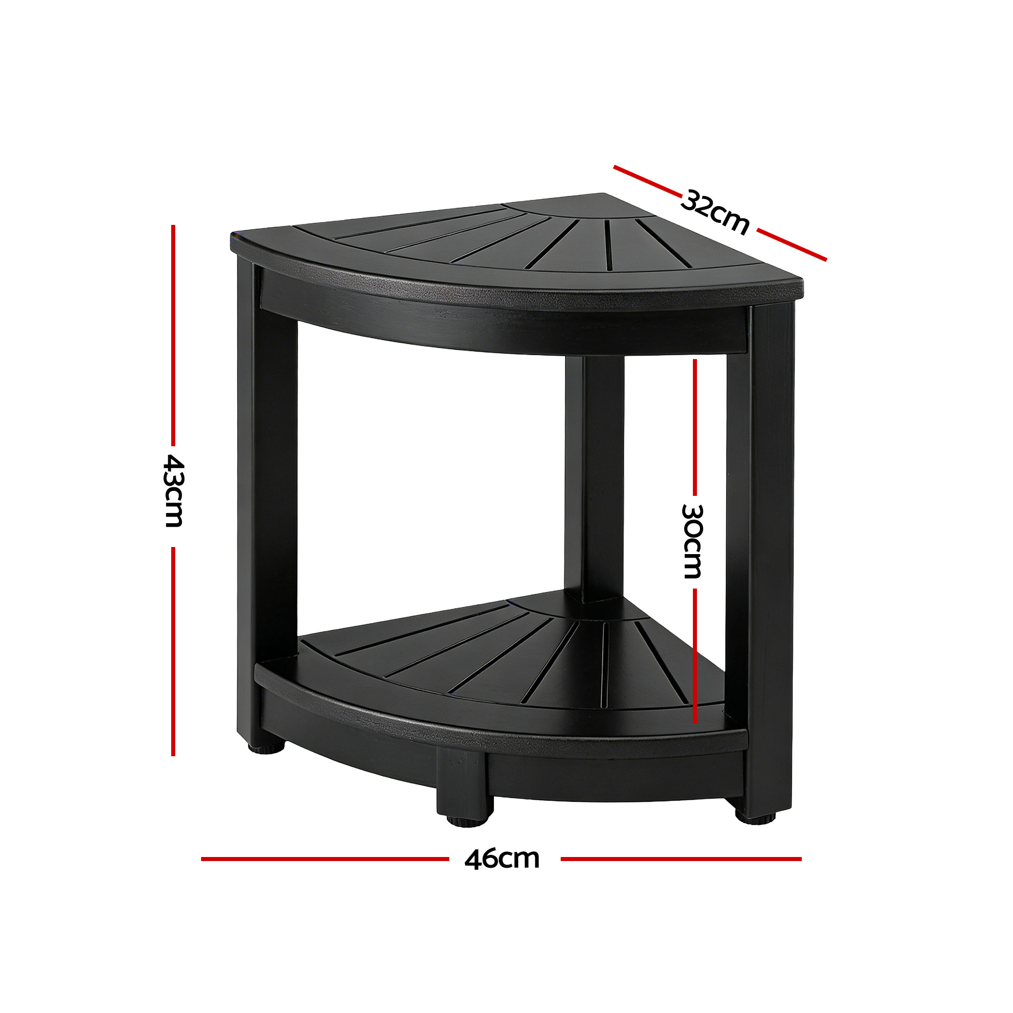 Gardeon Outdoor Coffee Side Table HDPE Desk Corner Shower Stool Bench Seat with Storage Shelf Black — image 2