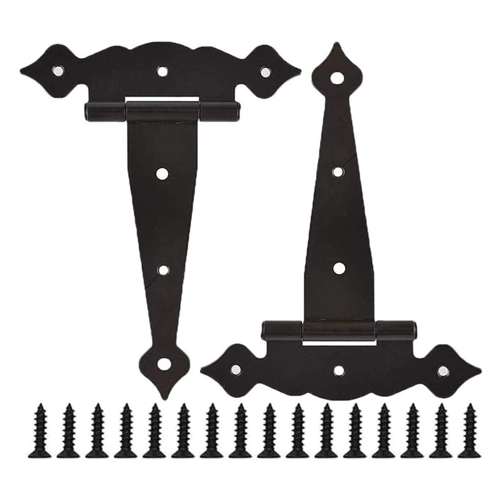 2pcs,Shed Windows and More Decorative Fancy T Hinges 5" Heavy Duty Steel Shed Door Hinges W/Screws, Storage Shed Door Barn Door Gates