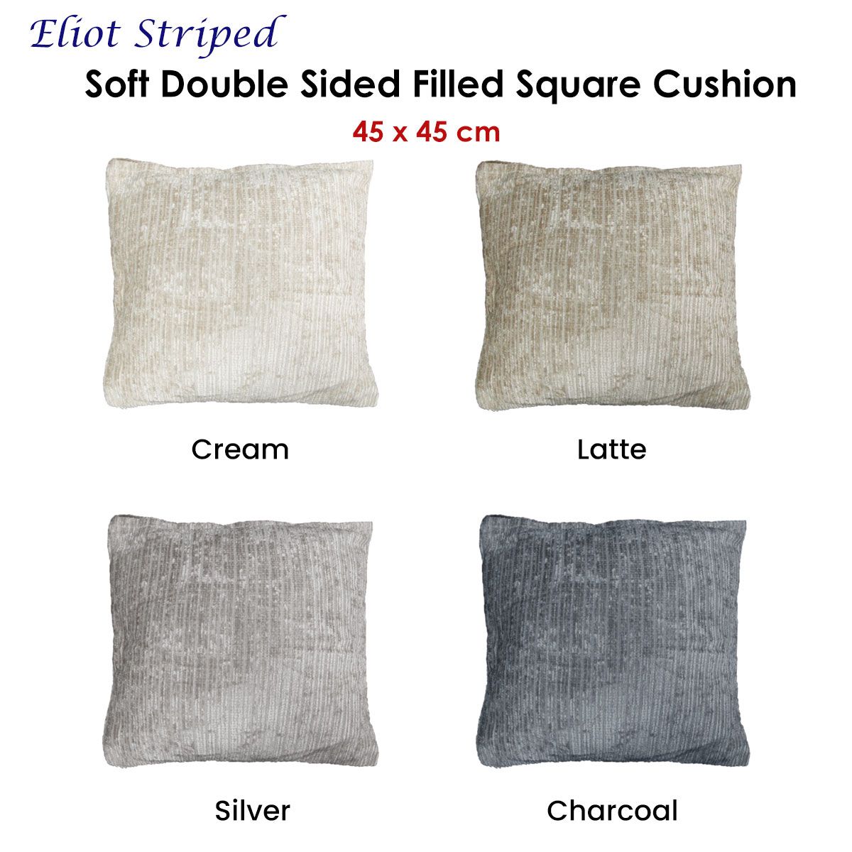 Eliot Striped Double Sided Filled Cushion Square - 45cm x 45cm Charcoal — image 2