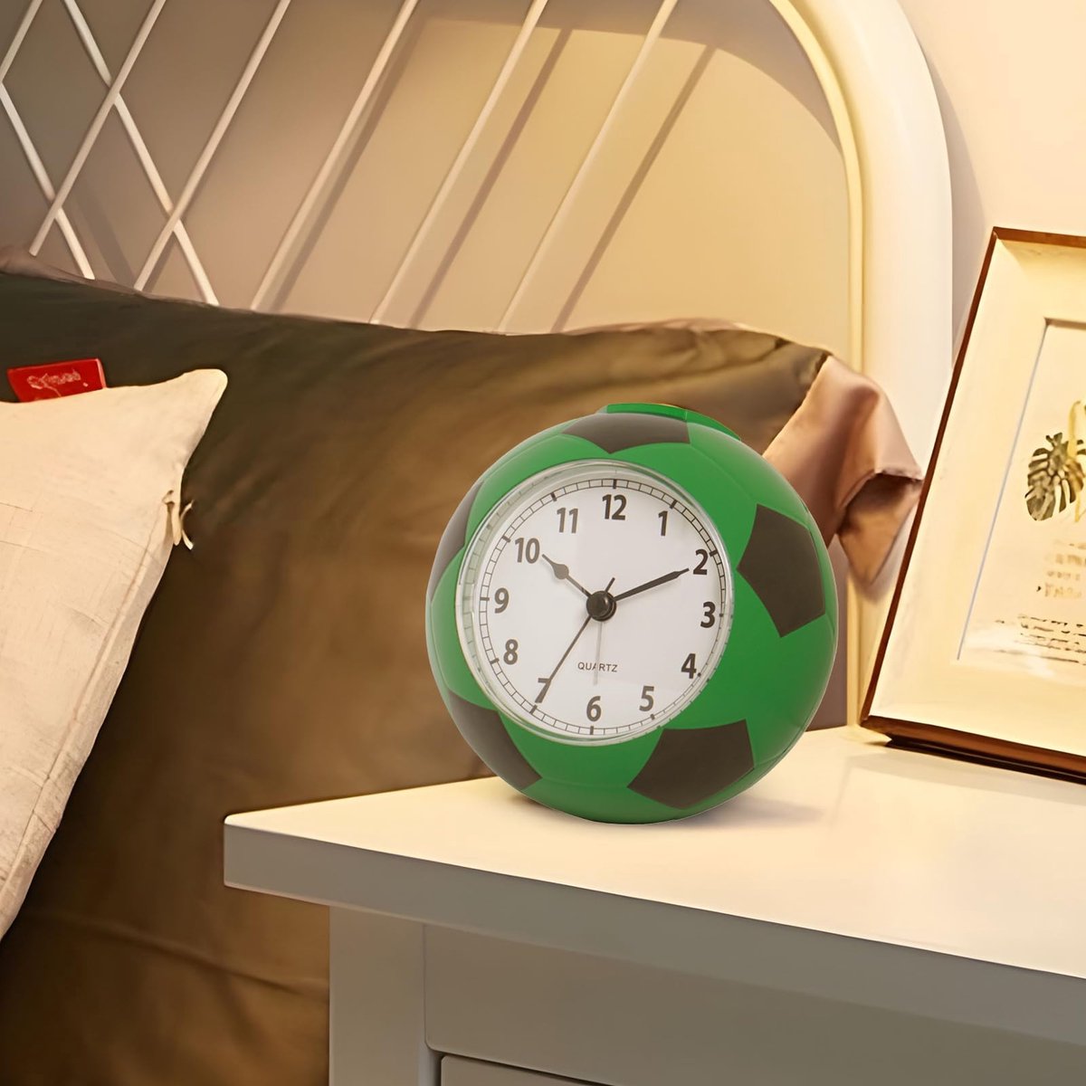 Football Alarm Clock - Silent - Non-ticking Desk Clock | Kids Bedside Clock | Cute football design, easy-to-read analog display, perfect for kids' bedrooms — image 4