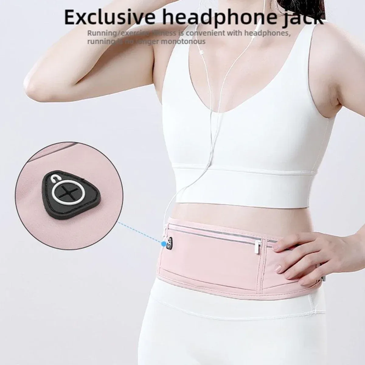 Running Waist Bag Mobile Phone Holder Fitness Sports Small Pouch Adjustable Belt - Dreamy Pink โ image 5