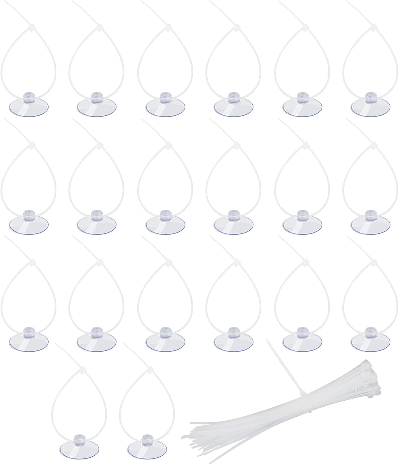 20 Pack Suction Cups with 40 Zip Ties for Aquarium Fish Tank Decoration Moss Shrimp Nest