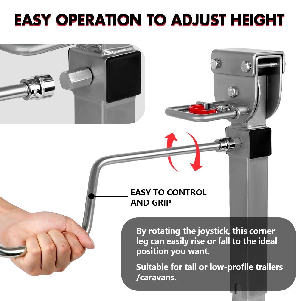 X-BULL Drop Down Corner Legs 440MM- 560MM Caravan Corner Stabilizer 1200LBS 2PCS Silver — image 6