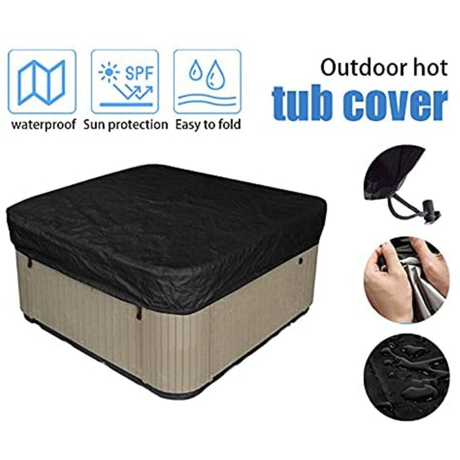 Square Hot Tub Cover - Outdoor Heavy Duty Protector for Patio Spas and Swimming Pools, Hard Covers For Hot Tub Waterproof Dust, Black, 228 x 30 cm — image 4
