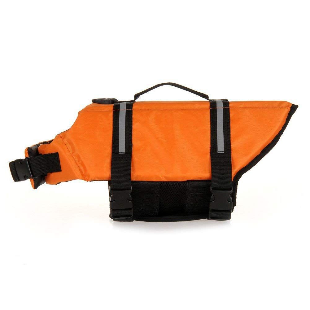 Dog Doggy Life Jacket Life Vest Saver Preserver Reflective Oxford cloth Quick Release Adjustable Bandana(orange S)