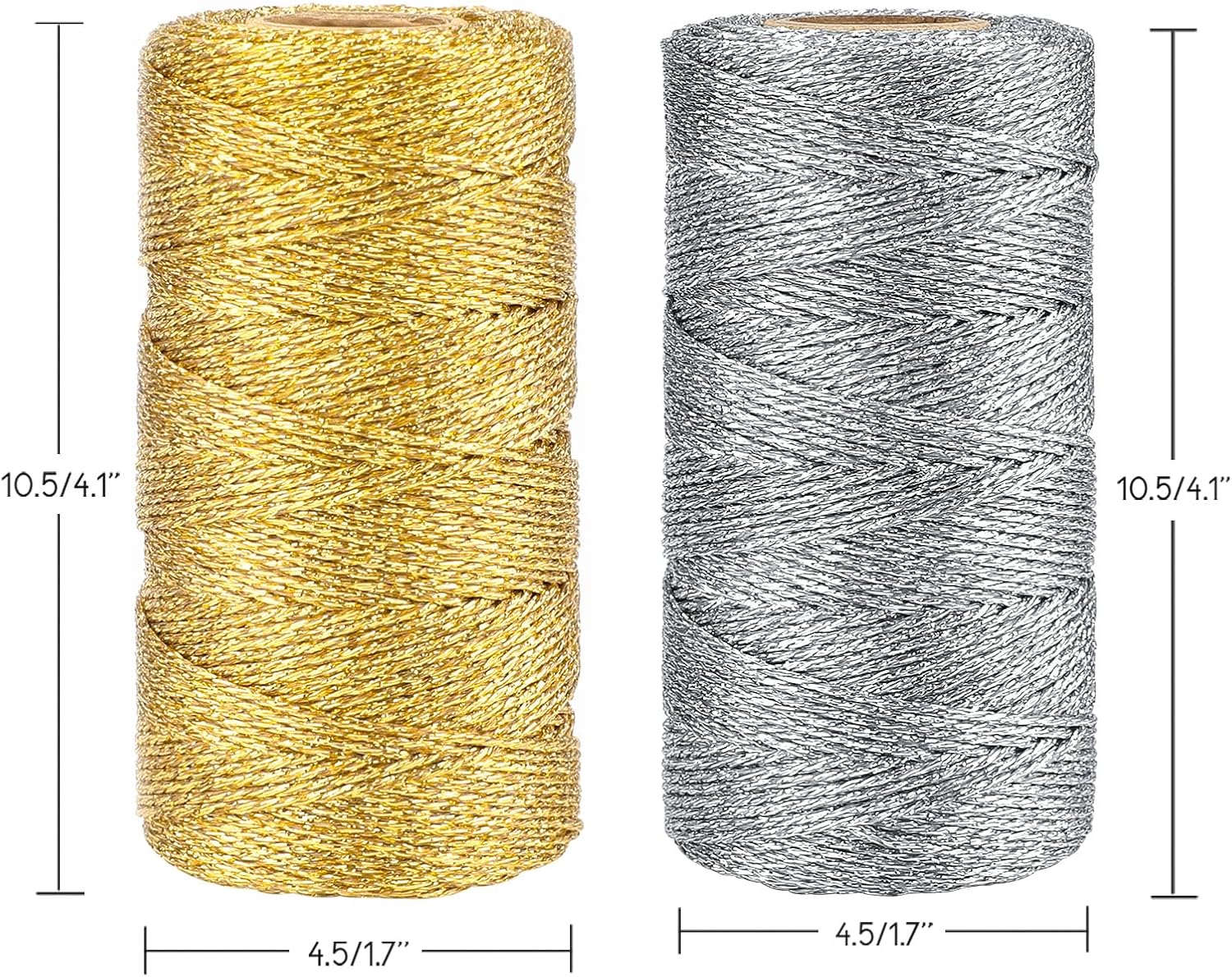 Gold Silver Twine String - 656Ft 1.5MM Christmas Twine String Metallic Gold and Silver Glitter Bakers Twines Strings for Crafts Ornament Gift Wrapping — image 2