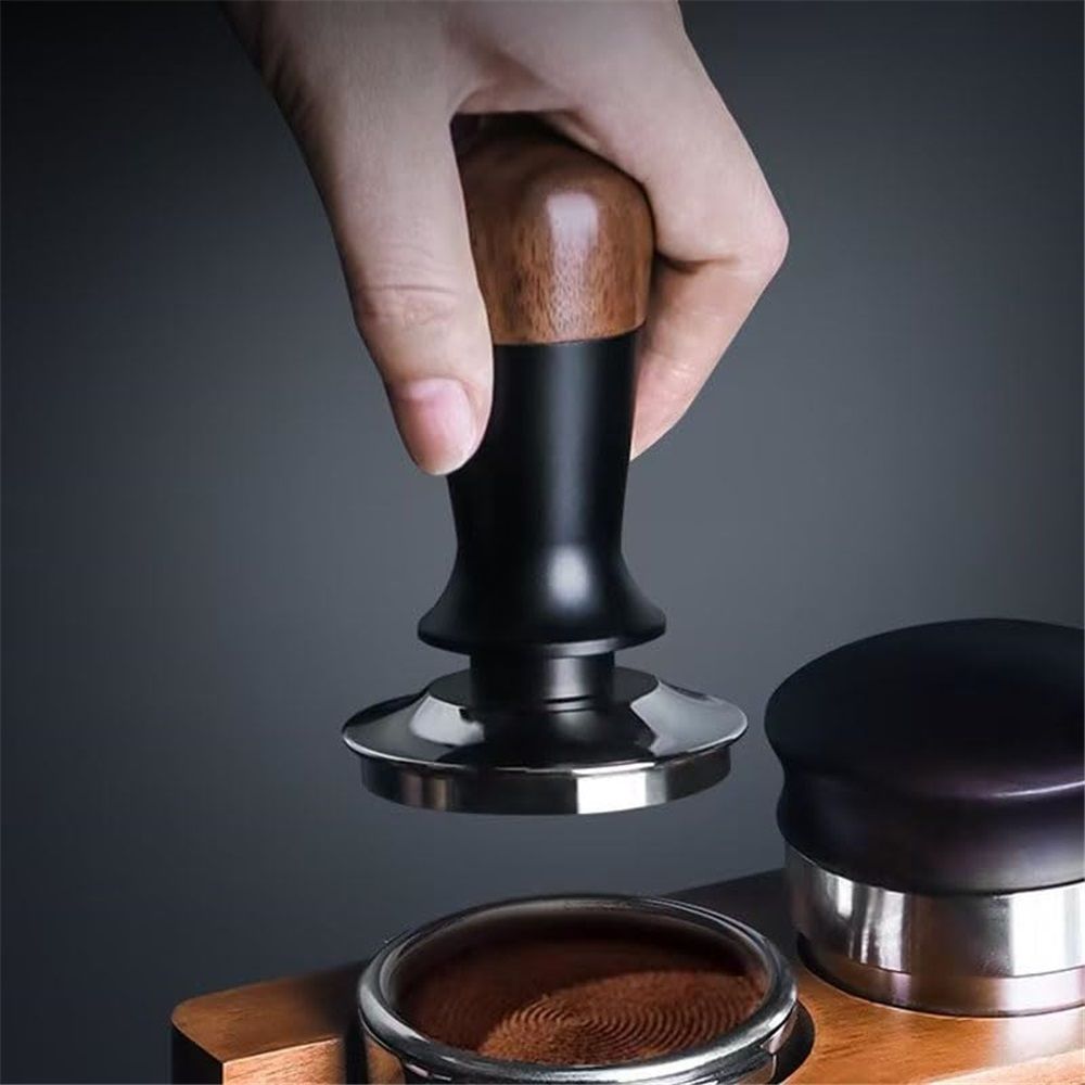 58mm espresso pot, stainless steel corrugated base coffee pot, spring-loaded espresso pot, and walnut wood lid — image 3