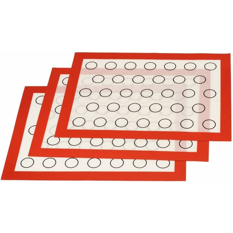 Silicone Baking Mat 3 pcs Set Reusable Non-Stick Baking Sheet Pastry Kneading Dough Oven Mat For Macaron Biscuit Dough — image 2