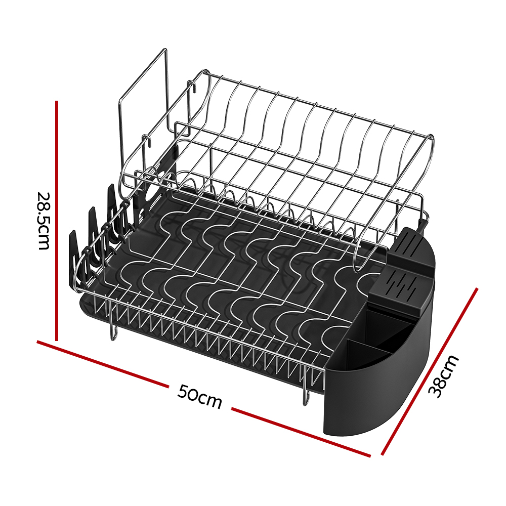 Cefito Dish Rack Drying Drainer Cup Holder Cutlery Tray Kitchen Organiser 2-Tier — image 2