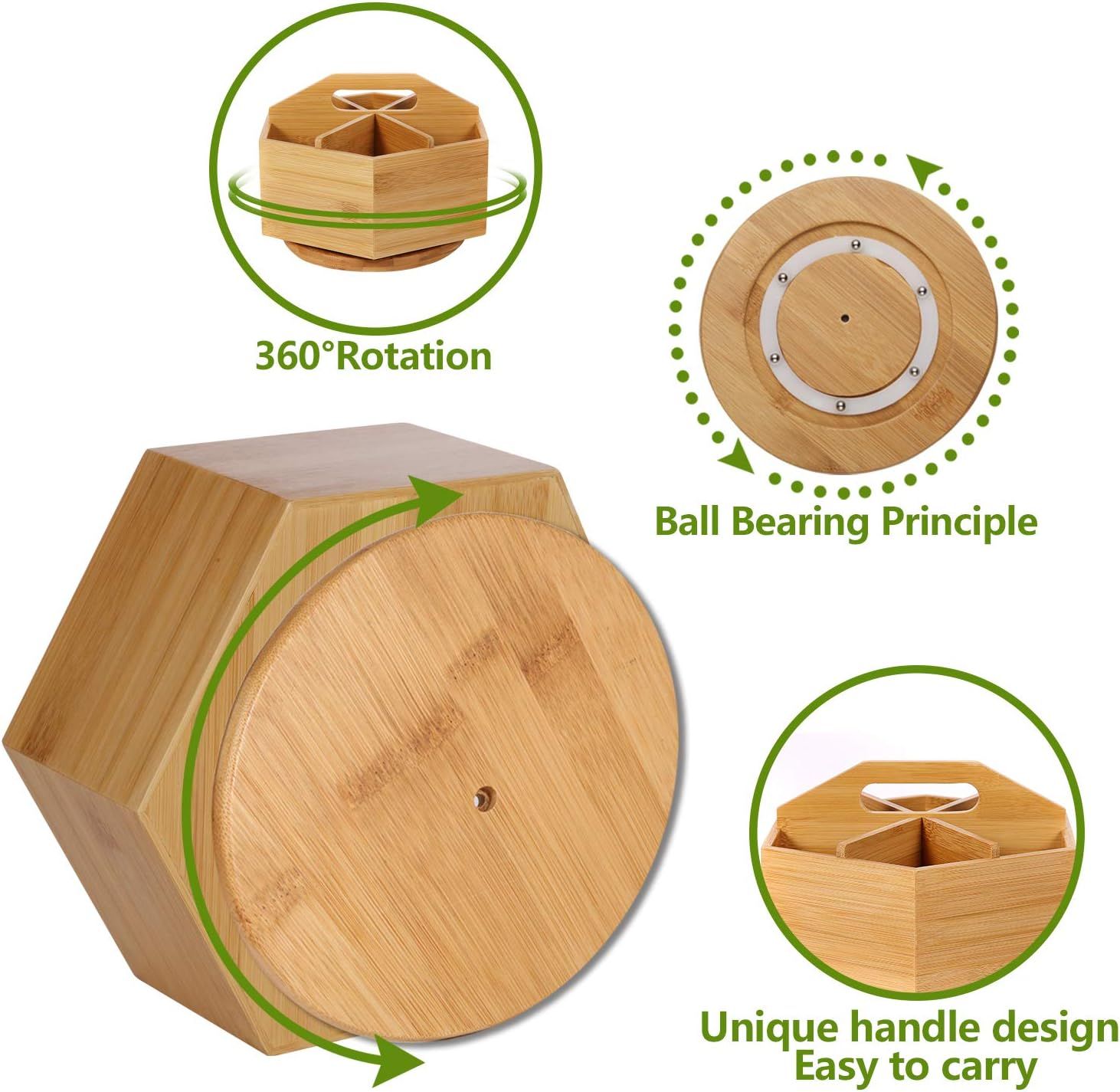 Hexagonal Bamboo Pencil Holder 360 Degree Rotating โ image 3