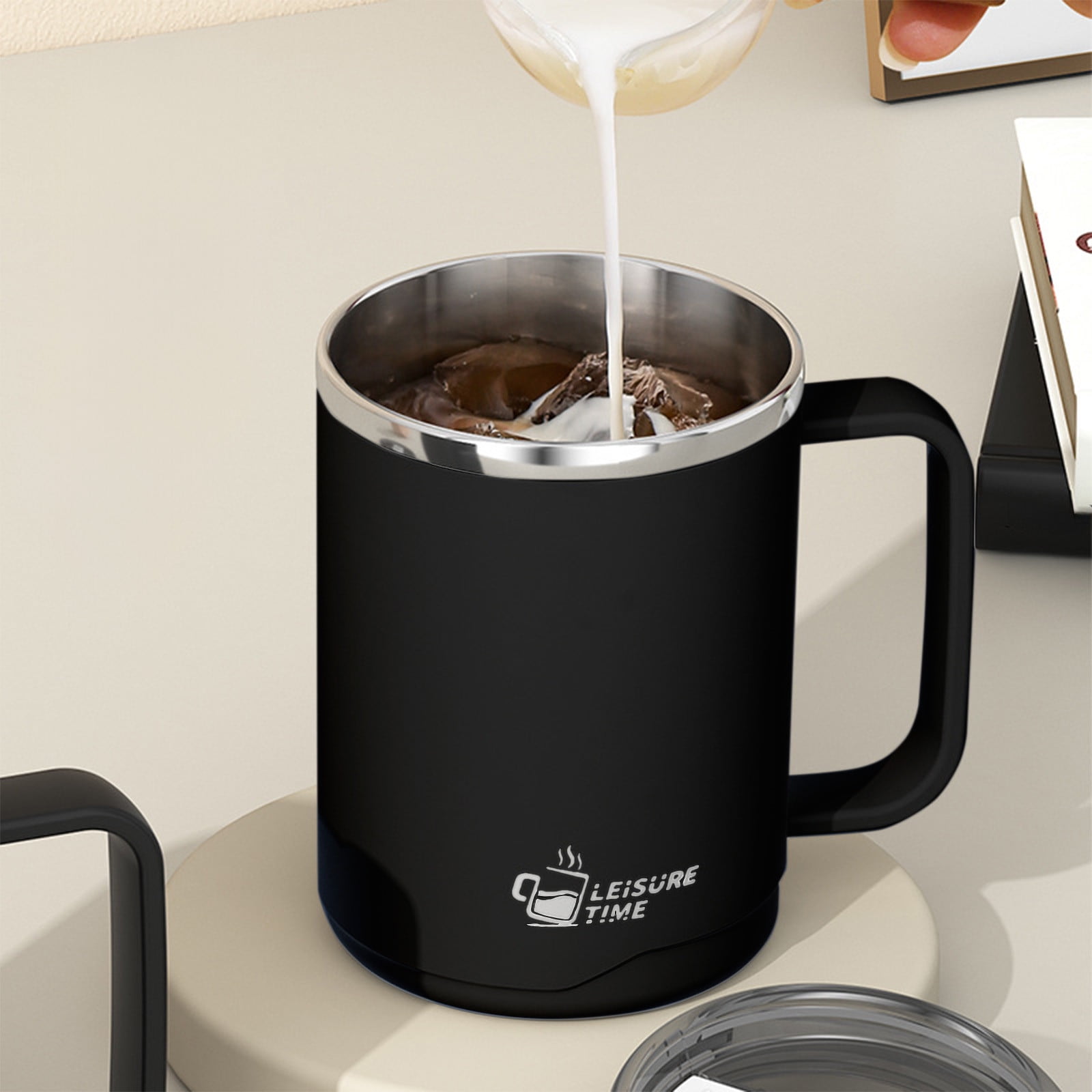 Insulated Coffee Mug with Handle & Lid - 17oz Stainless Steel Travel Tumbler, Double Wall Vacuum (Black) by 01_【Limited Edition】 2026 New Model Smart Coffee — image 6