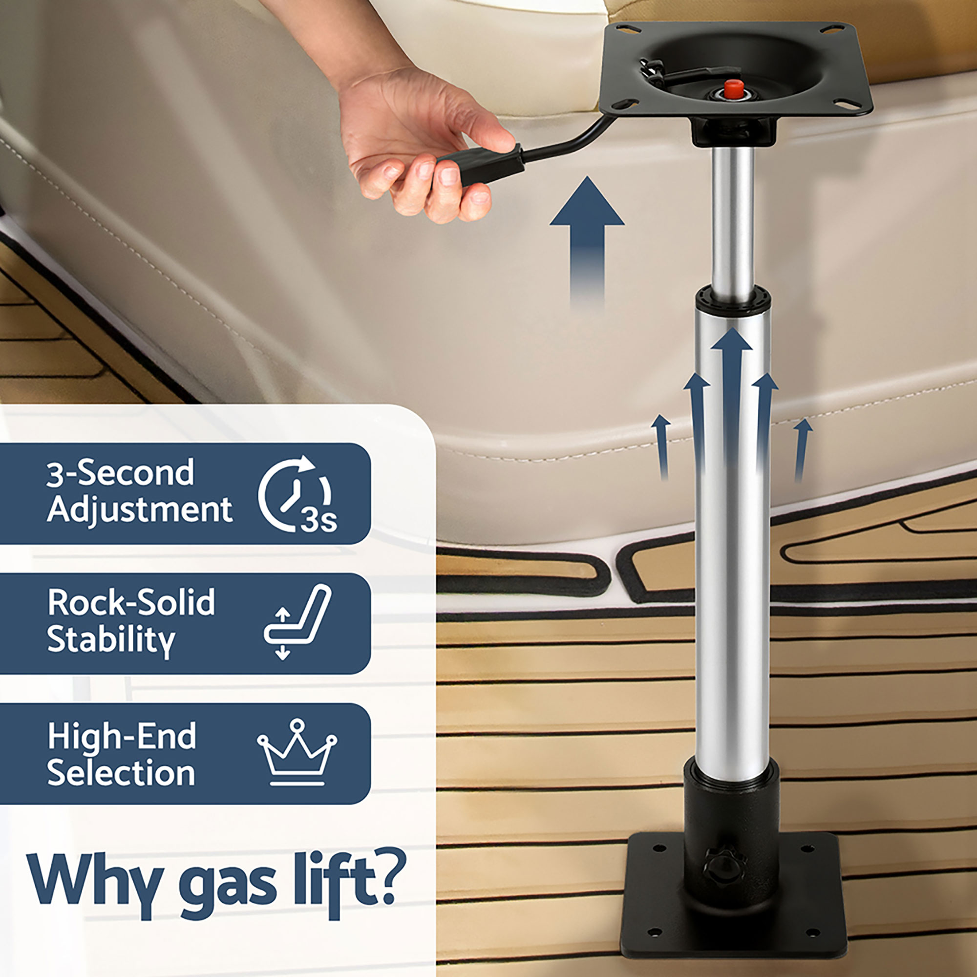 Seamanship Boat Seat Pedestal 55–75cm Adjustable Gas Lift 360 Degrees Swivel 2 Pack — image 5