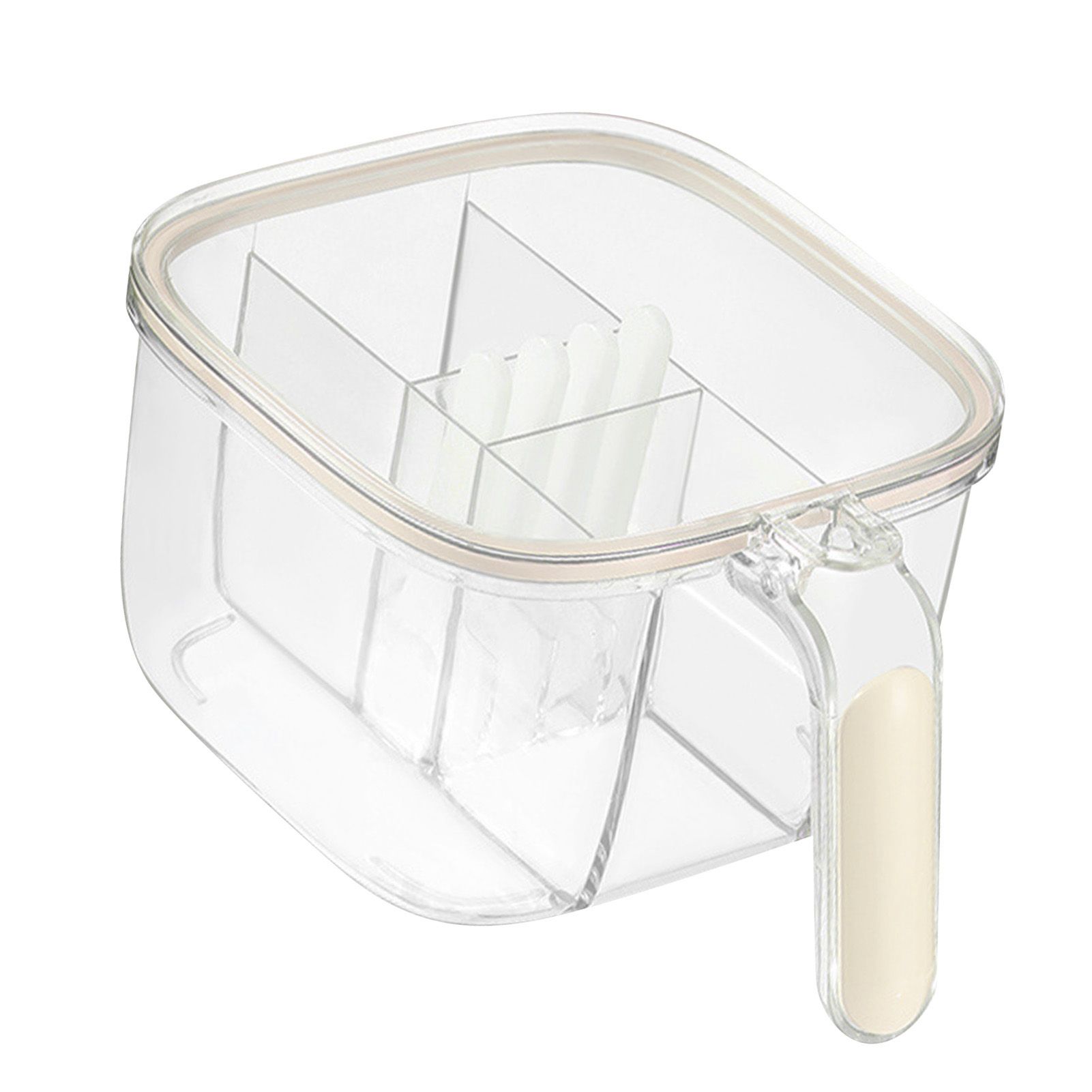 Seasoning Box 4 Compartments Transparent Window Strong PET Seasoning Jar with 4 Spoons for Home Kitchen Cooking Milk Yellow โ image 4