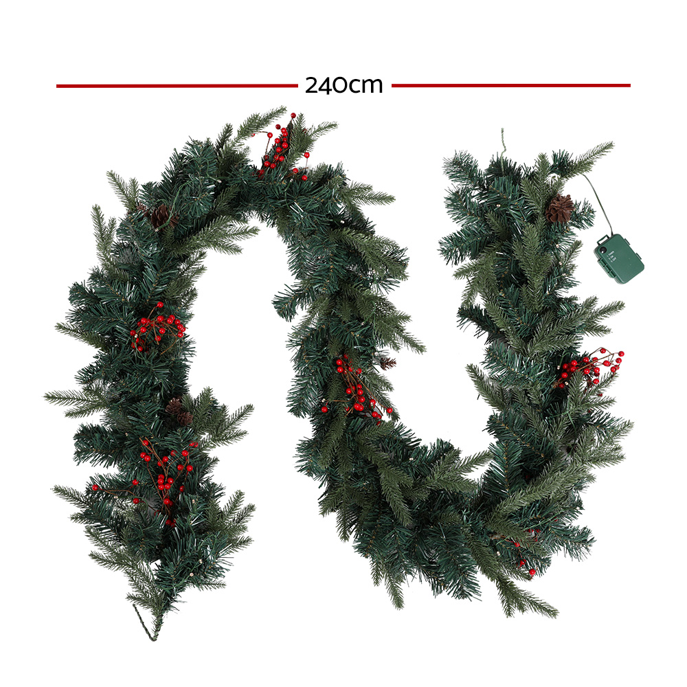Jingle Jollys 2.4m Christmas Garland with LED Lights Decorations Xmas Party โ image 2