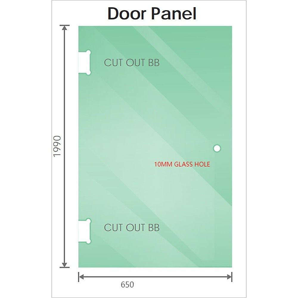 120x100cm Corner Frameless Shower Screen with Gunmetal F-Brackets and SS Hinges, Square Knob Handle