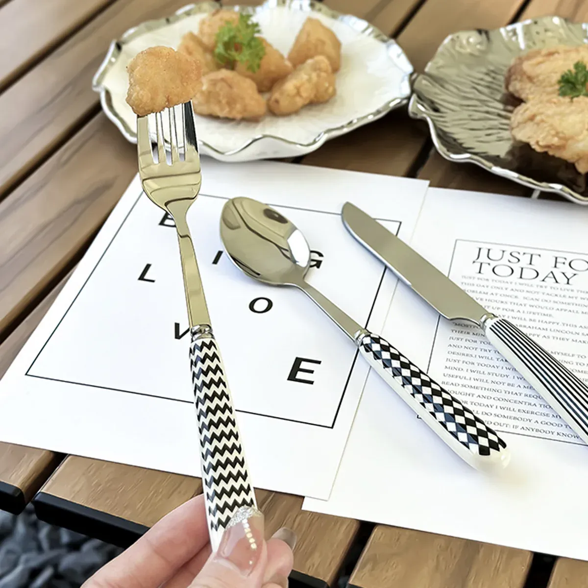 3PCS Stainless Steel Ceramic Handle Cutlery Set for Dining Kitchen Hotel Gift — image 4