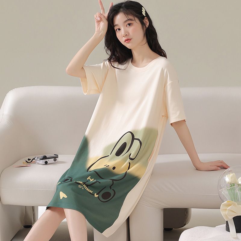 Women Summer Sleepwear Polyester Loose Dress Yellow โ image 3