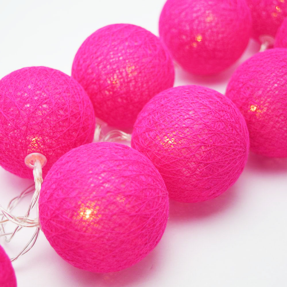 20 Ball HOT Pink 3m String Light Battery Box 5cm Cotton Ball Christmas Birthday Bbay Girl Special Occasion Decoration โ image 2