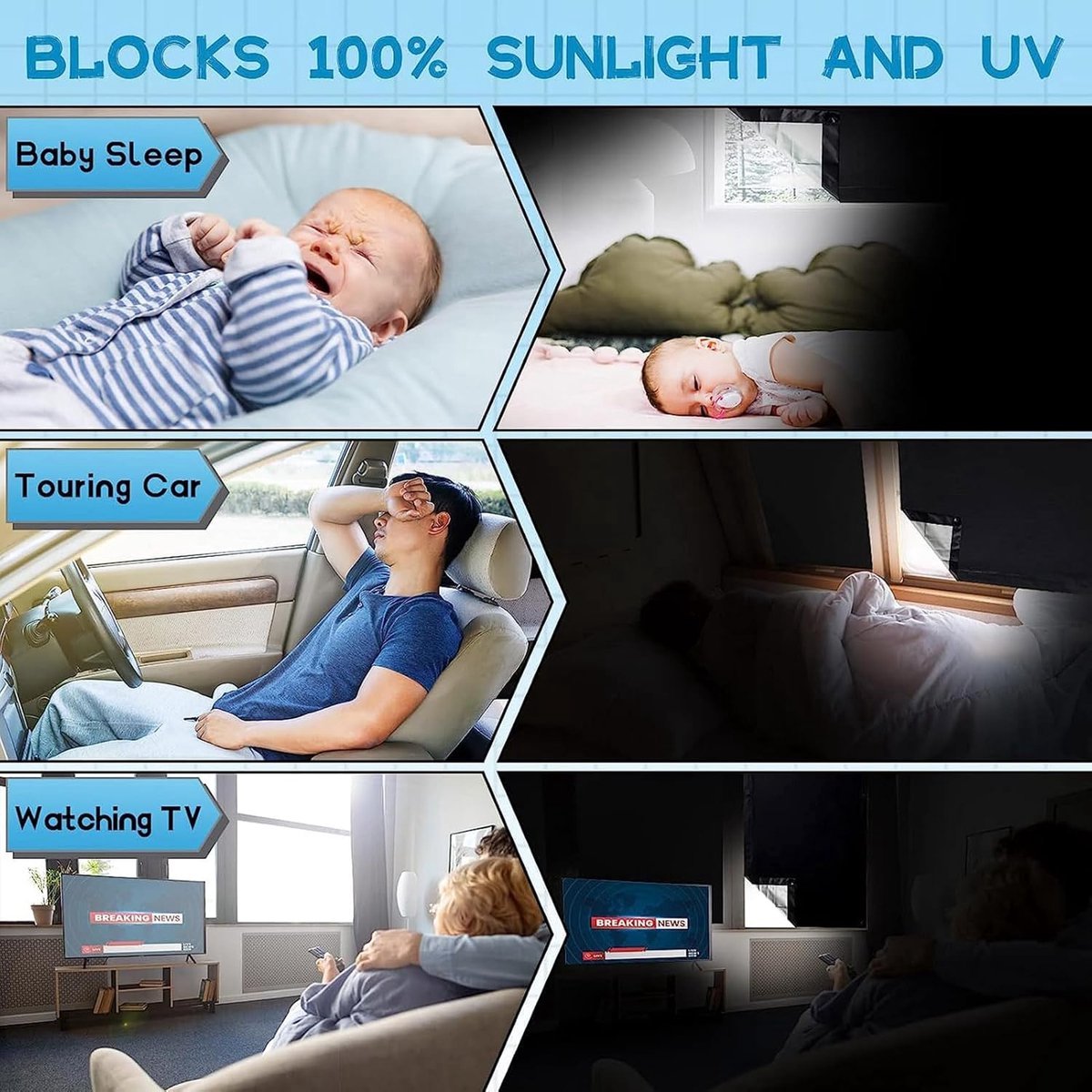 Universal Sun Protection with Suction Cups - 60 × 115cm - Heat/Light Blocking Fabric - Suction Cup Shade Cloth - Machine Washable - No Drilling Required — image 4