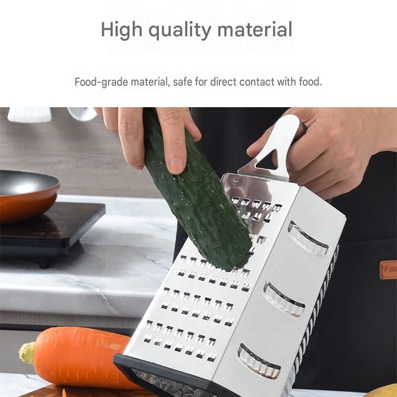 Multifunctional Six-Sided Box Vertical grater- Stainless steel flat handle - Stainless Steel Kitchen Tool with Non-Slip Base for Vegetables, Cheese, and — image 3
