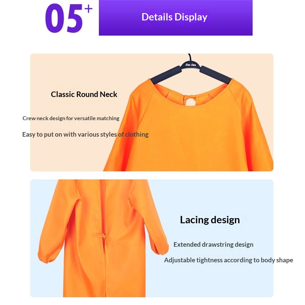 Solid Color Kitchen Apron with Pockets,Unisex Long Sleeves Waterproof Apron for Cooking Baking Cleaning Work(orange) — image 4