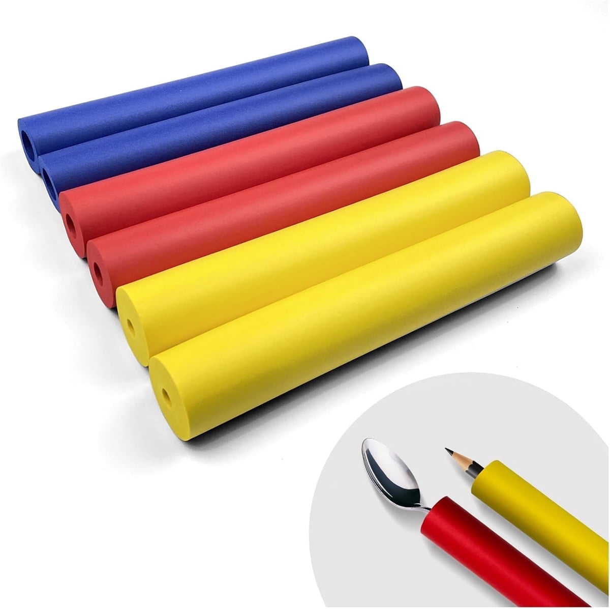 6 Pcs Foam Grip Tubing for Utensils,8" Non Slip Foam Handles,Foam Tubing for Handle Grip for Pens & Tools,3 Sizes Adaptive Utensils Grip for