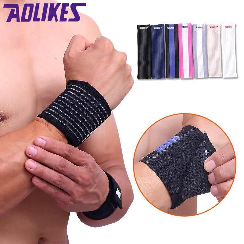 Aolikes Wrist Brace Elastic Bandage Support Sport Gym Wrap Fitness Wristband - White+Grey โ image 4