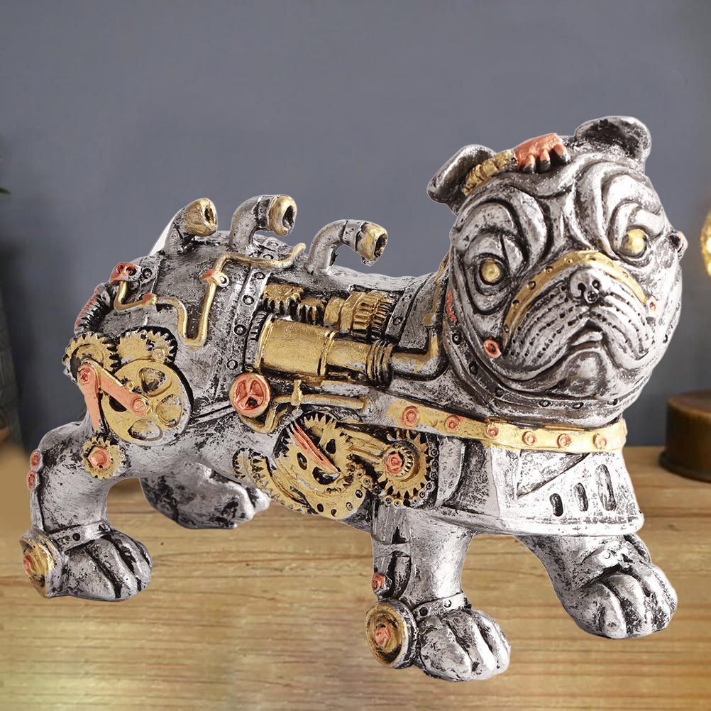 Mechanical Punk Dog Resin Crafts Steampunk Bulldog Dog Resin Statue Desktop Window Decoration Home Ornaments โ image 3