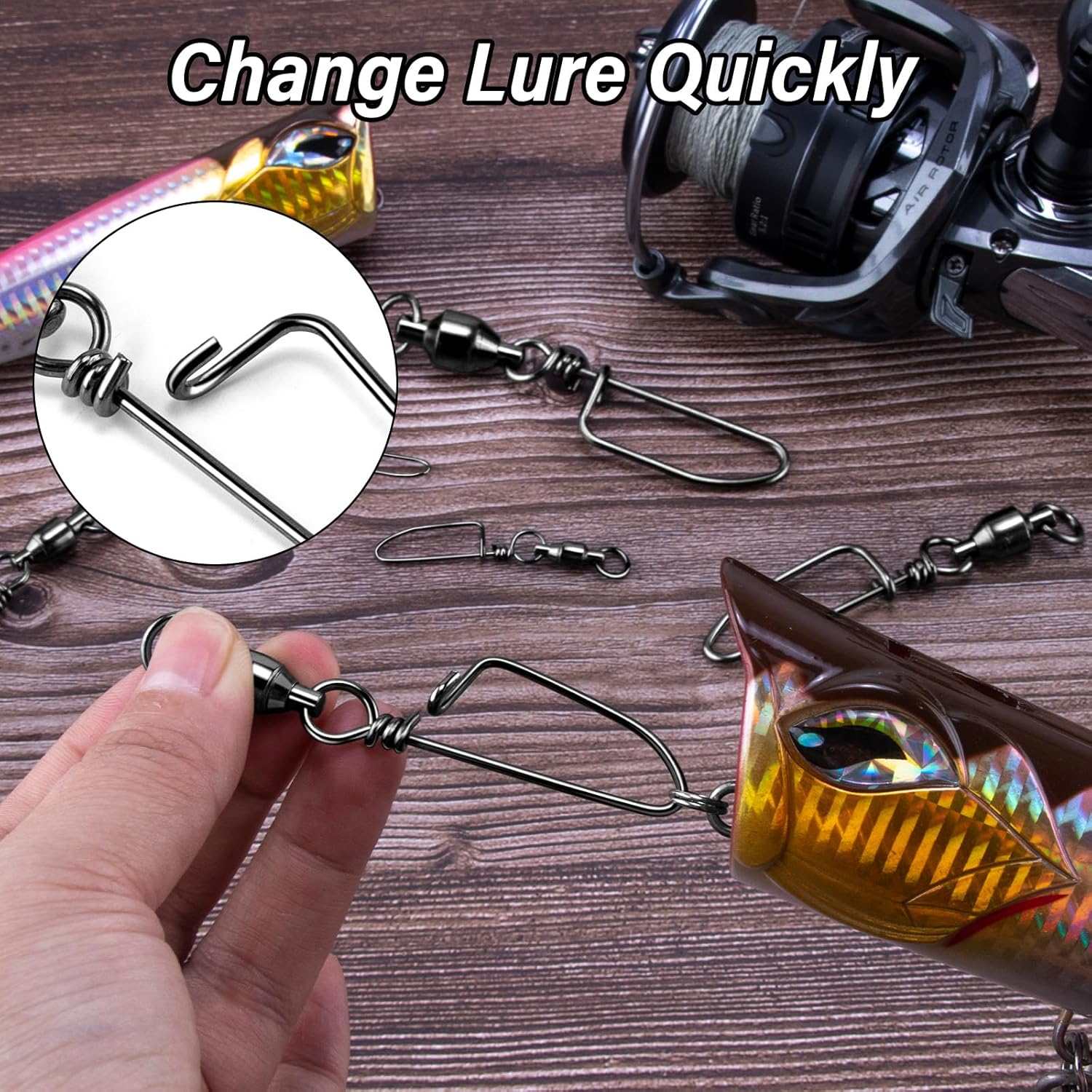 20-Pack Ball Bearing Swivels with Snaps, Fishing Snap Tackle Saltwater Freshwater Coastlock Snaps Barrel Swivel Leader Connector Downrigger Planer Release — image 4