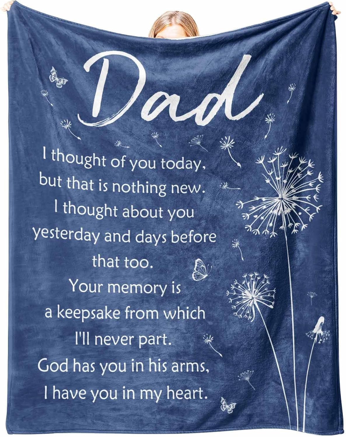 Memorial Bereavement Gifts for Loss of Dad Father, Soft Flannel Memorial Blanket for Loss of Father Sympathy, Remembrance Condolences Sympathy Gifts Idea in