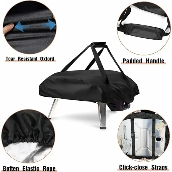 1 Piece 420D Pizza Oven Cover for Ooni Koda 16, Waterproof Oxford Fabric Outdoor Protector with Carry Straps, Black, 66 × 60 × 22 cm — image 3