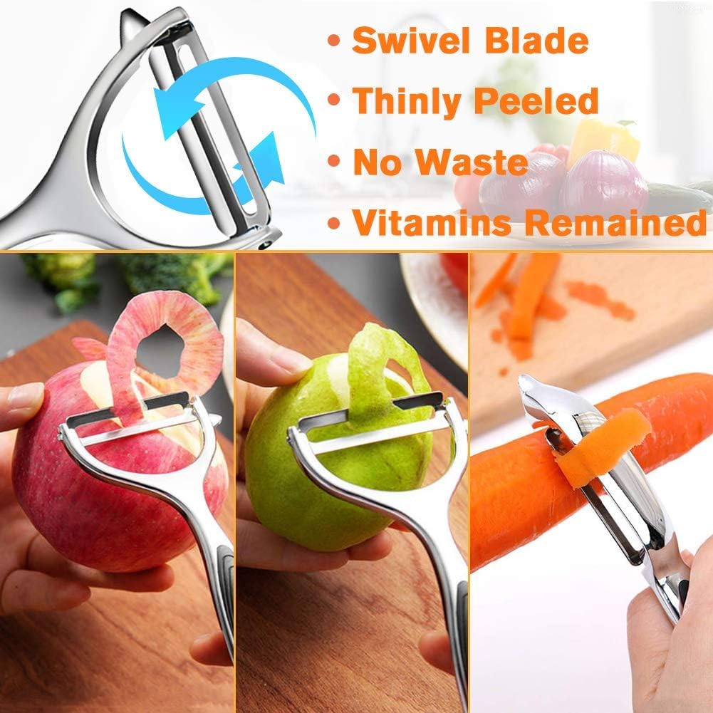Potato Peelers, Vegetable Peeler for Kitchen Stainless Steel Y Shape Swivel Peelers, Carrot, Fruit, Ergonomic Non-Slip Handle and Sharp Blade with 2 Oranges — image 3