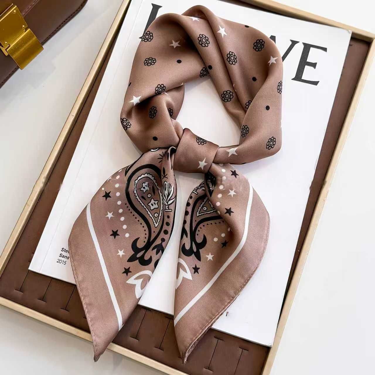 White Women's 70cm Square Scarf - Bohemian Paisley & Vintage Print Collection - Lightweight Satin Feel, Versatile Neck Tie, Head Wrap, Bag Accent, Everyday — image 4