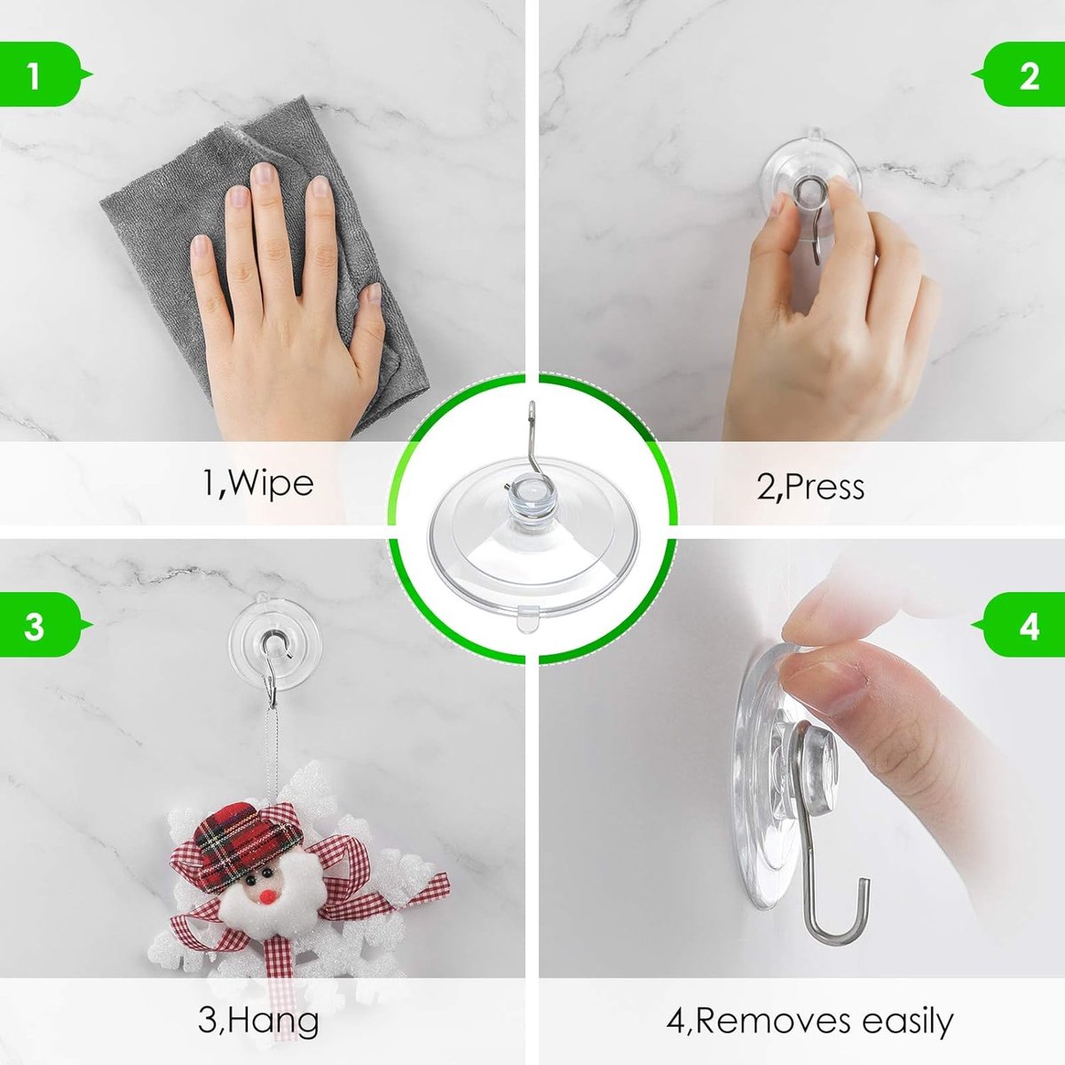 Suction Cup Hooks (20 Pieces) - Suction Cup Hooks - 1.77 Inch Clear Suction Cups - up to 3kg - with Metal Hooks - Threaded - Brute Strength - suction cup hooks — image 2