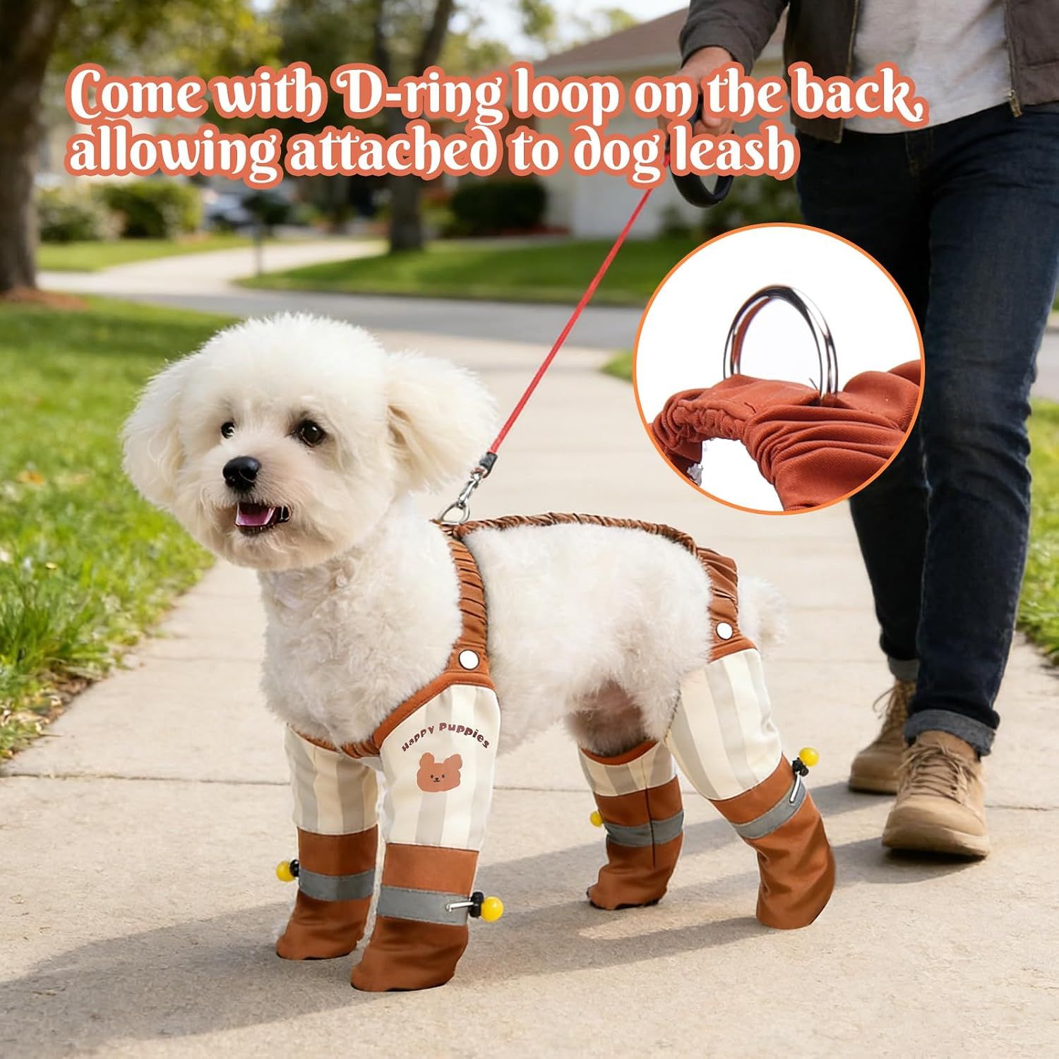 Waterproof Dog Suspender Boots with Reflective Anti-Slip Soles, Adjustable Rain Shoes for Small Dogs and Night Walks, Size S — image 6