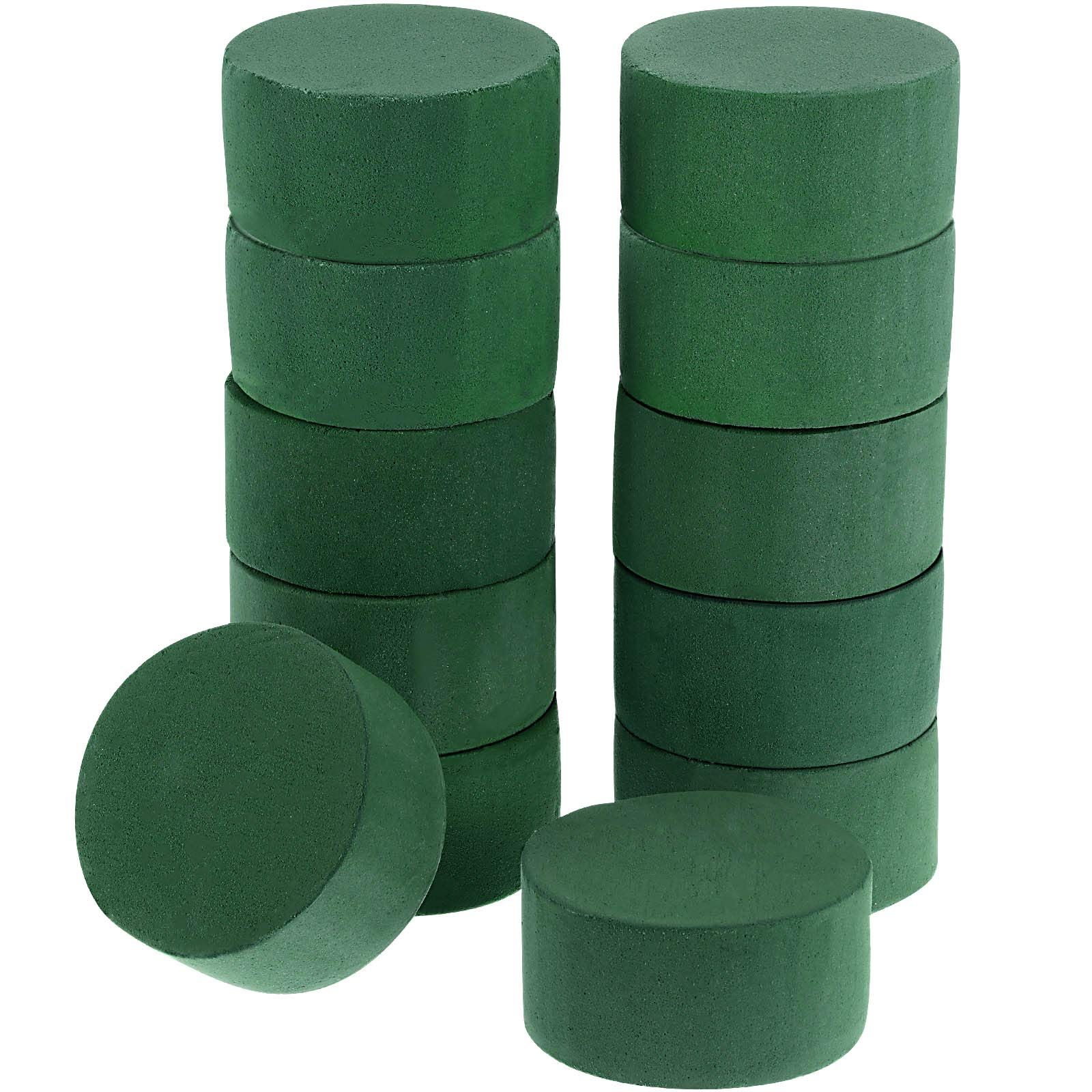 12 Pieces Round Floral Foam Wet Floral Foam Green Flower Foam DIY Flower Arrangement Kit (2.95 × 2.95 × 1.57 Inches)