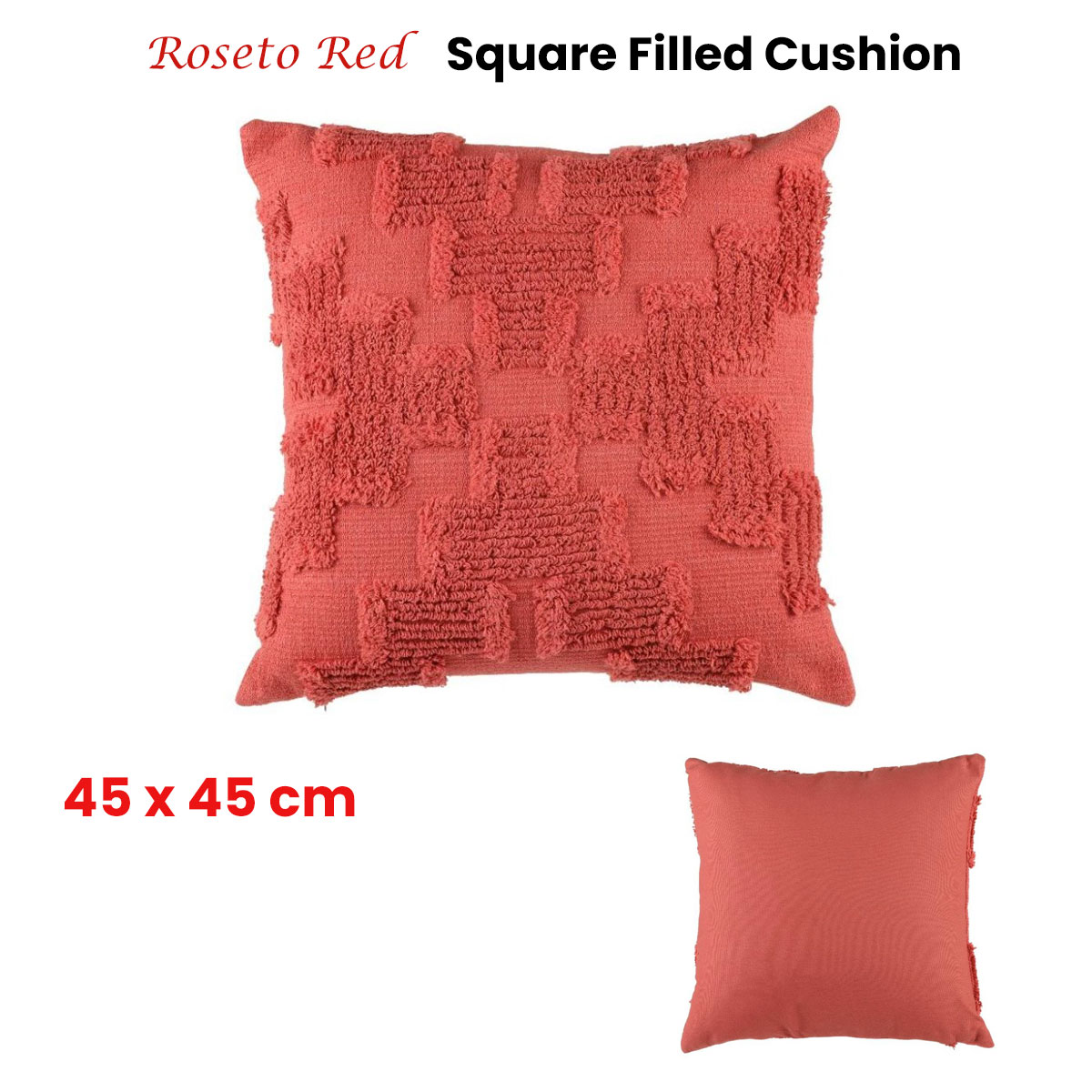 Accessorize Roseto Red Square Filled Cushion 45cm x 45cm — image 2