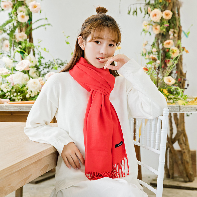 2pc Luxe Soft Imitation Cashmere Scarf - Warm Solid Tone Shawl with Elegant Fringe(Royal blue) — image 2