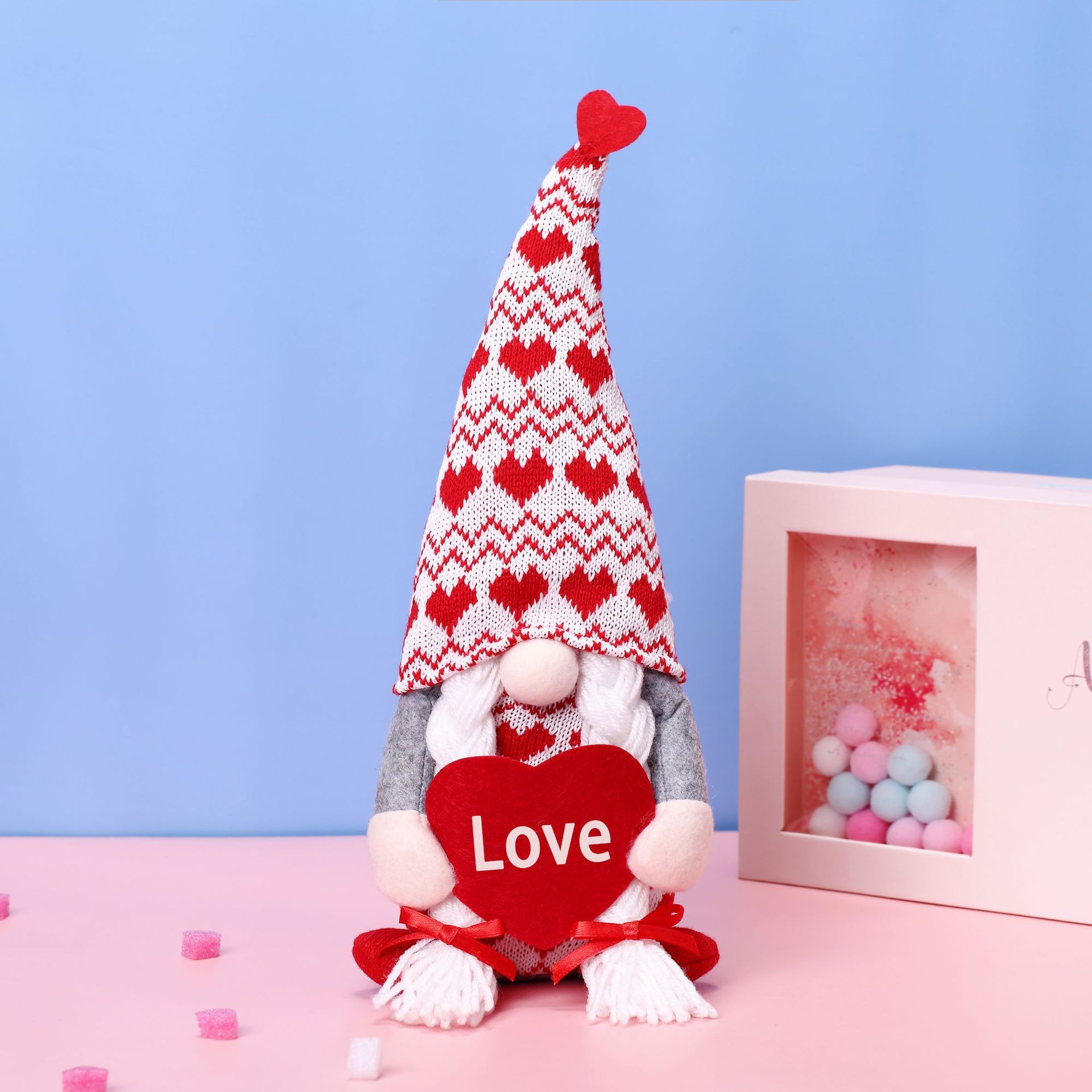 2PCS Gnome Plush Doll Decorations Faceless Doll Handmade Valentine Gnome Decor Mr & Mrs Stuffed Gnomes Plush Doll Ornaments — image 5