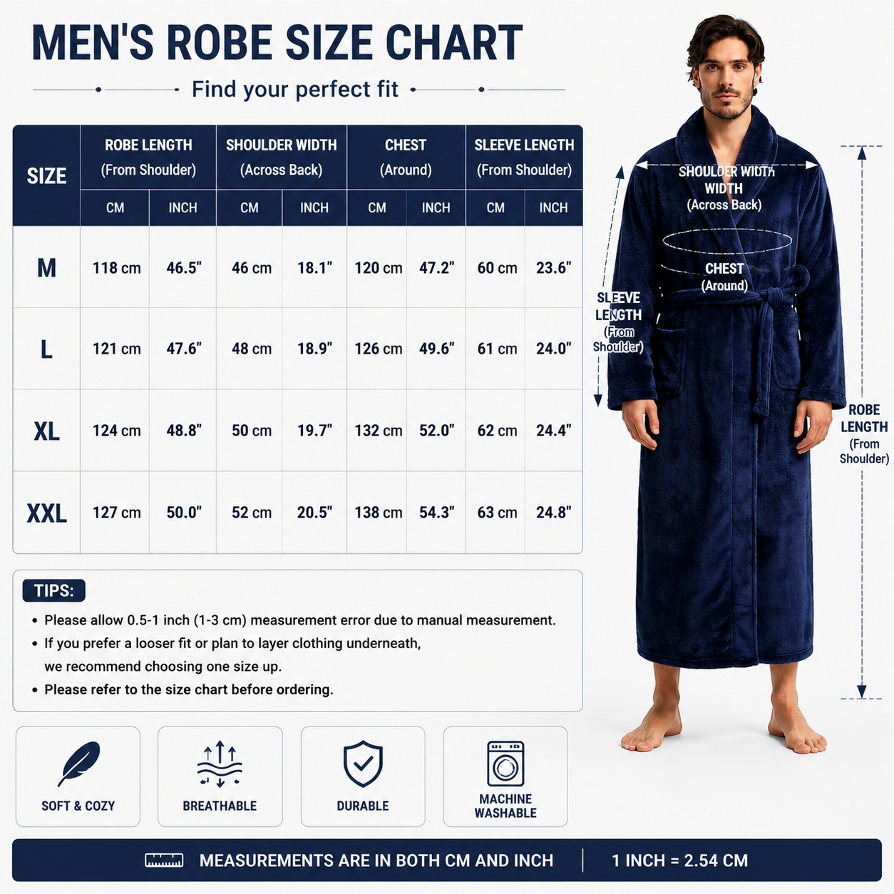 Men's Flannel Bathrobe Black M Size - Soft Coral Fleece Hooded Kimono Collar Dressing Gown Loose Fit Warm Comfortable Loungewear Home Spa Easy Care Machine — image 6