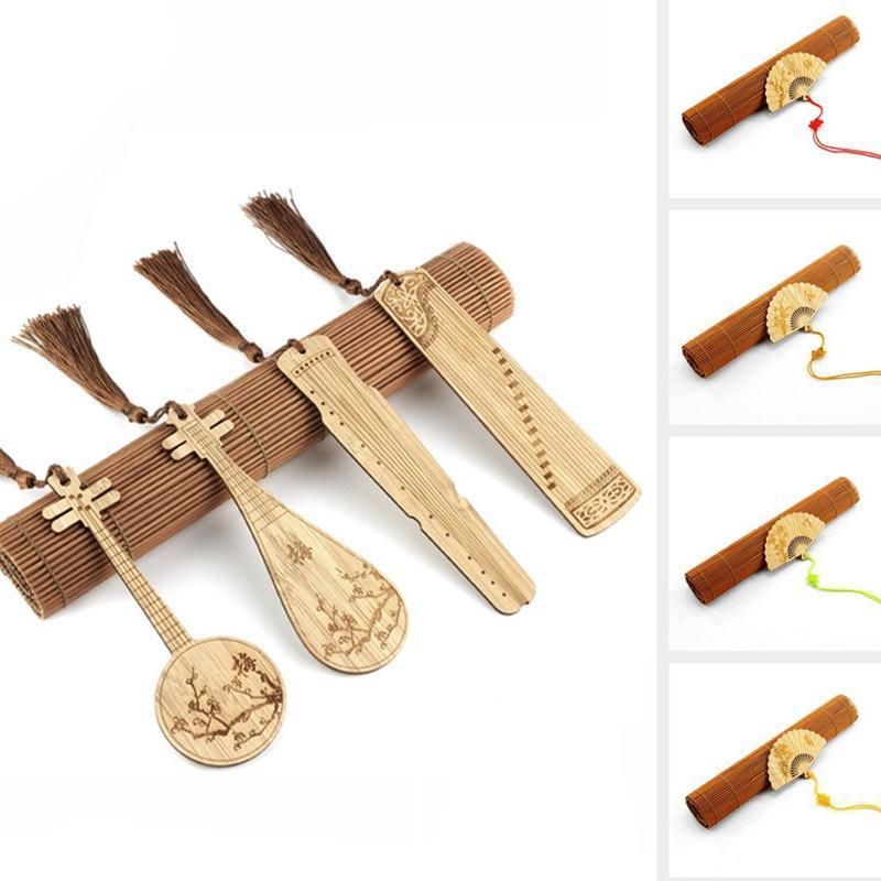 Chinese Style Bass Book Folder Book Clip Bamboo Bookmark Guitar Bookmark Lable - Guzheng — image 4