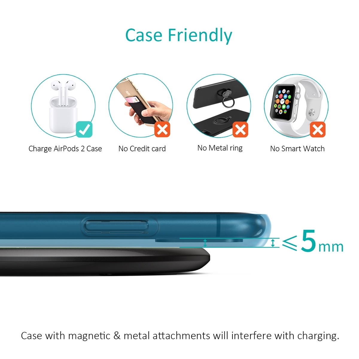 CHOETECH T559-F 15W Wireless Charging Pad with AC Adapter — image 4
