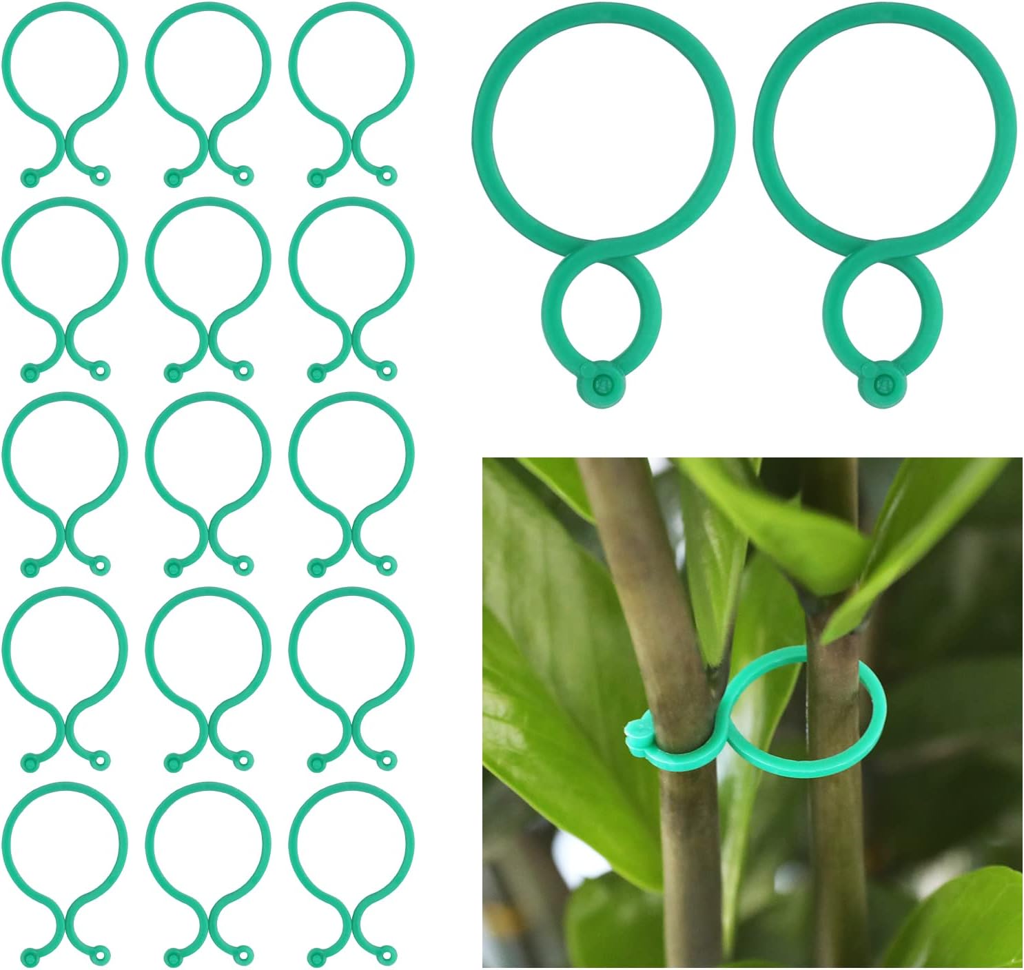 Garden Plant Support Clips 100Pcs Green Tomato Clips Vegetables Vine Flower Clips Garden Clips For Climbing Plants, Securing Plants