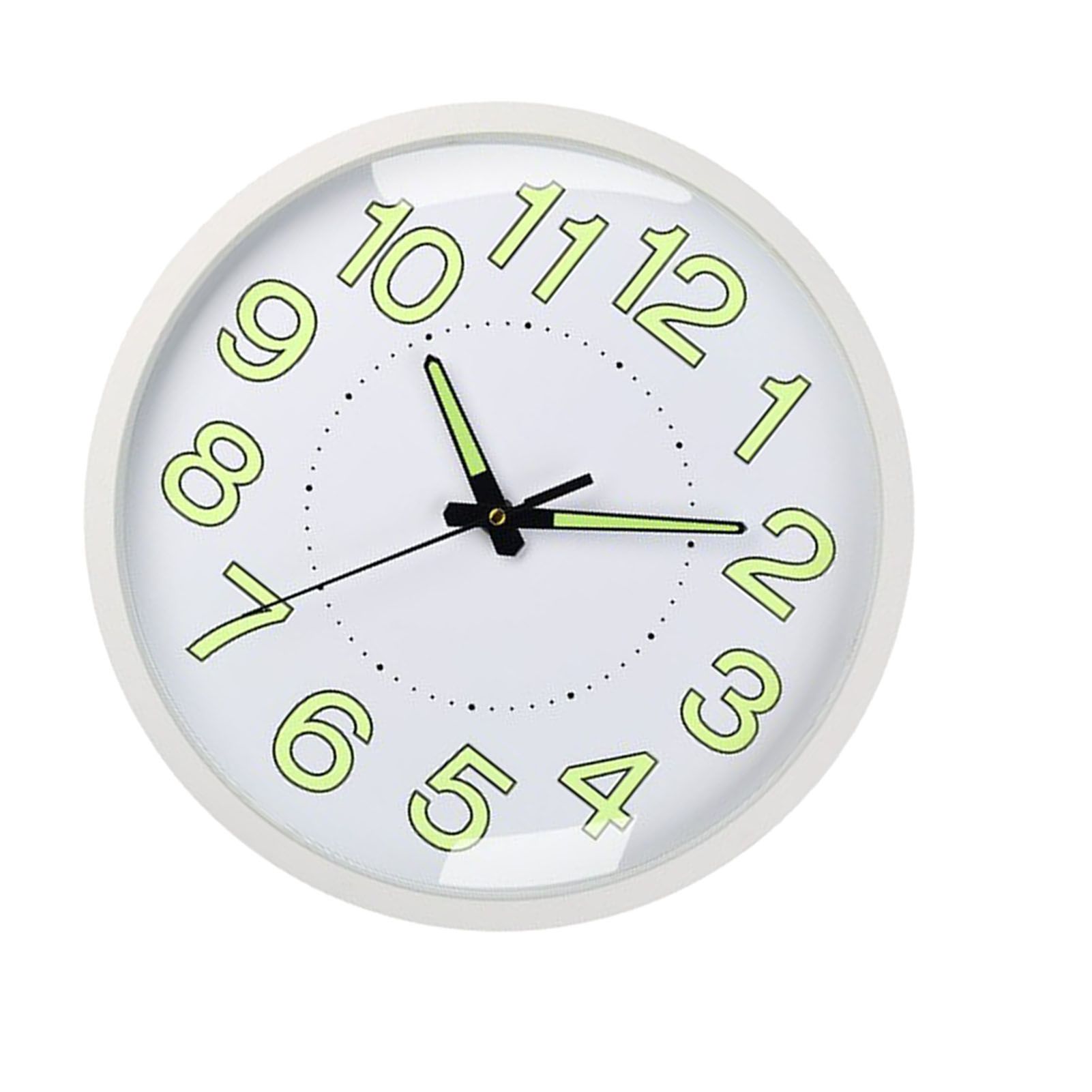 Silent Quartz Clock Plastic Wall Mounted Luminous Quiet for Living Room Bedroom 12in 30cm White Frame — image 3