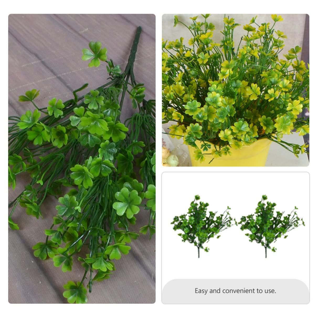 2pcs Plastic Desktop Arrangements Decorative Shamrock Party Plant Fake Holiday Lucky Simulated Plants Home Grass Greenery Decor — image 3