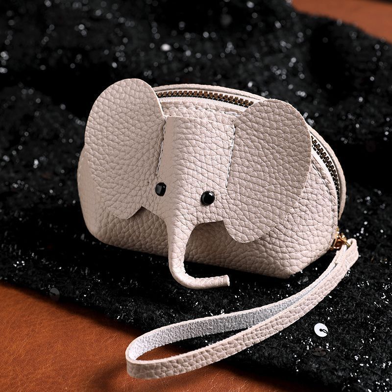 Leather Coin Purse Leather Elephant Keychain Wallet Small Coin Pouch with Keychain Leather Wallet Cute Elephant Gifts for Girls Women — image 3