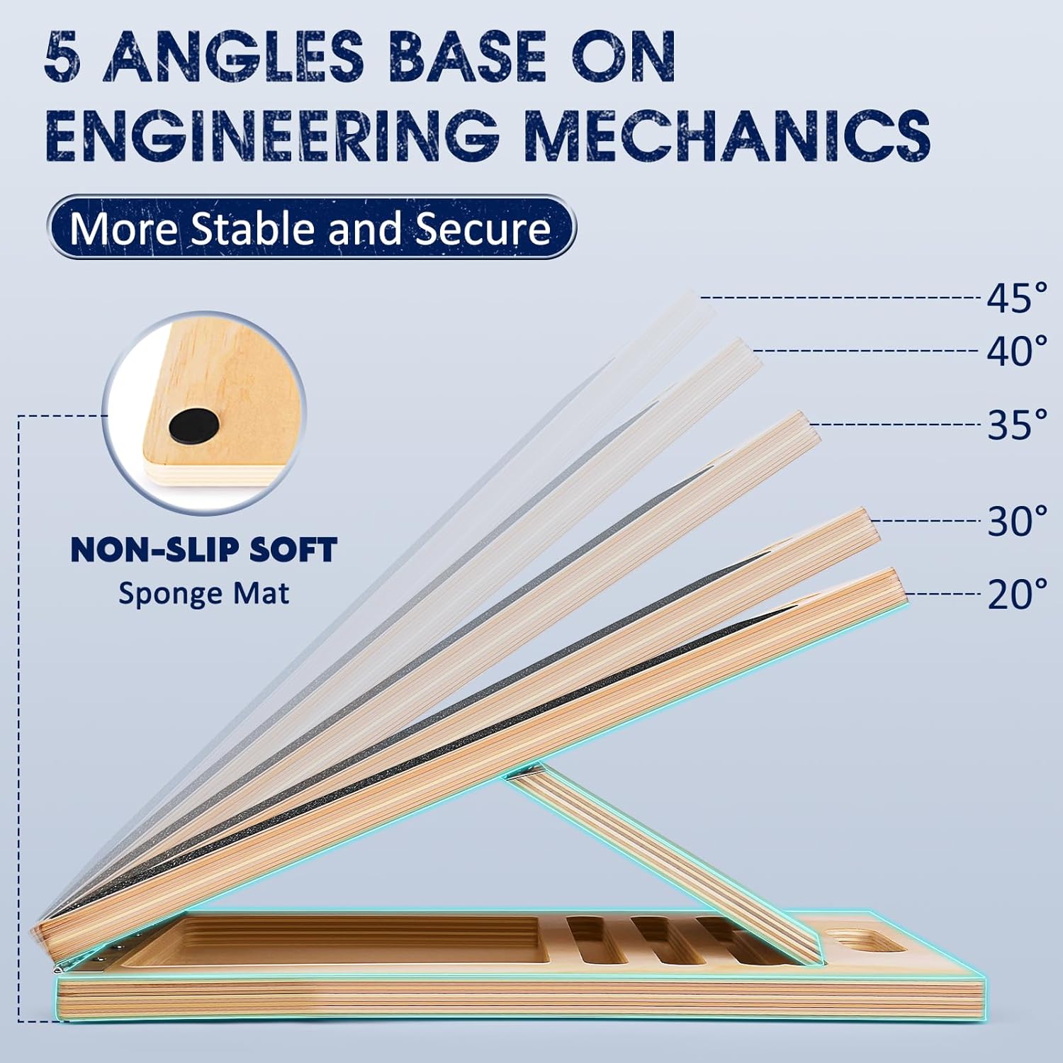 Portable Wooden Slant Board for Calf Stretching Squats Calf Stretcher Pilates Physical Therapy Equipment Adjustable Incline Board for Knees Ankle Heel Feet Leg — image 4